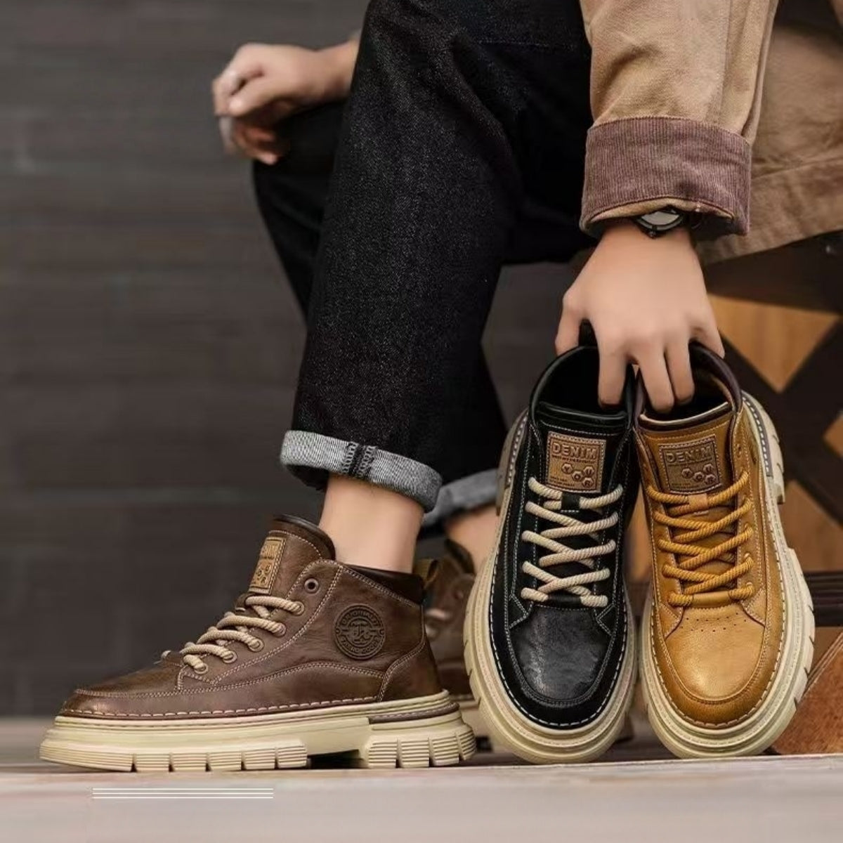 【39-44】💪 Jesenske in zimske retro visoke moške čevlje, retro britanski slog