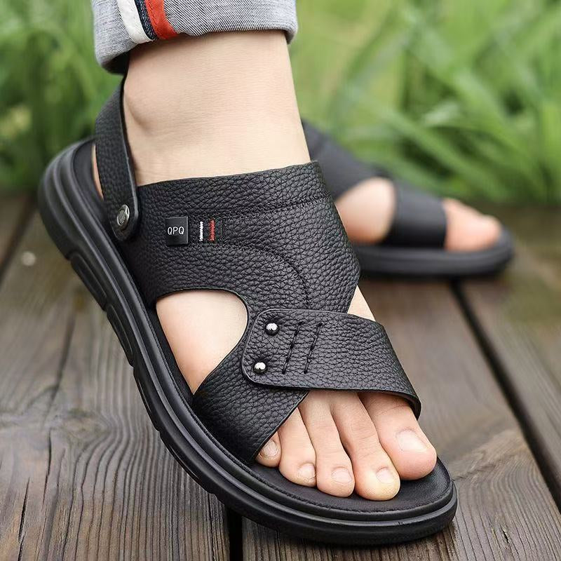 🐂50% popusta 【38-44】 Nove muške sandale za plažu od prave kože s debelim potplatom