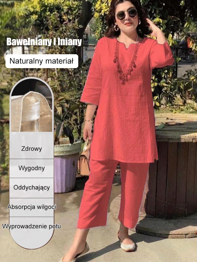 【40-100 kg】[40-100 livre] Costum de vară din bumbac și in, stil etnic 