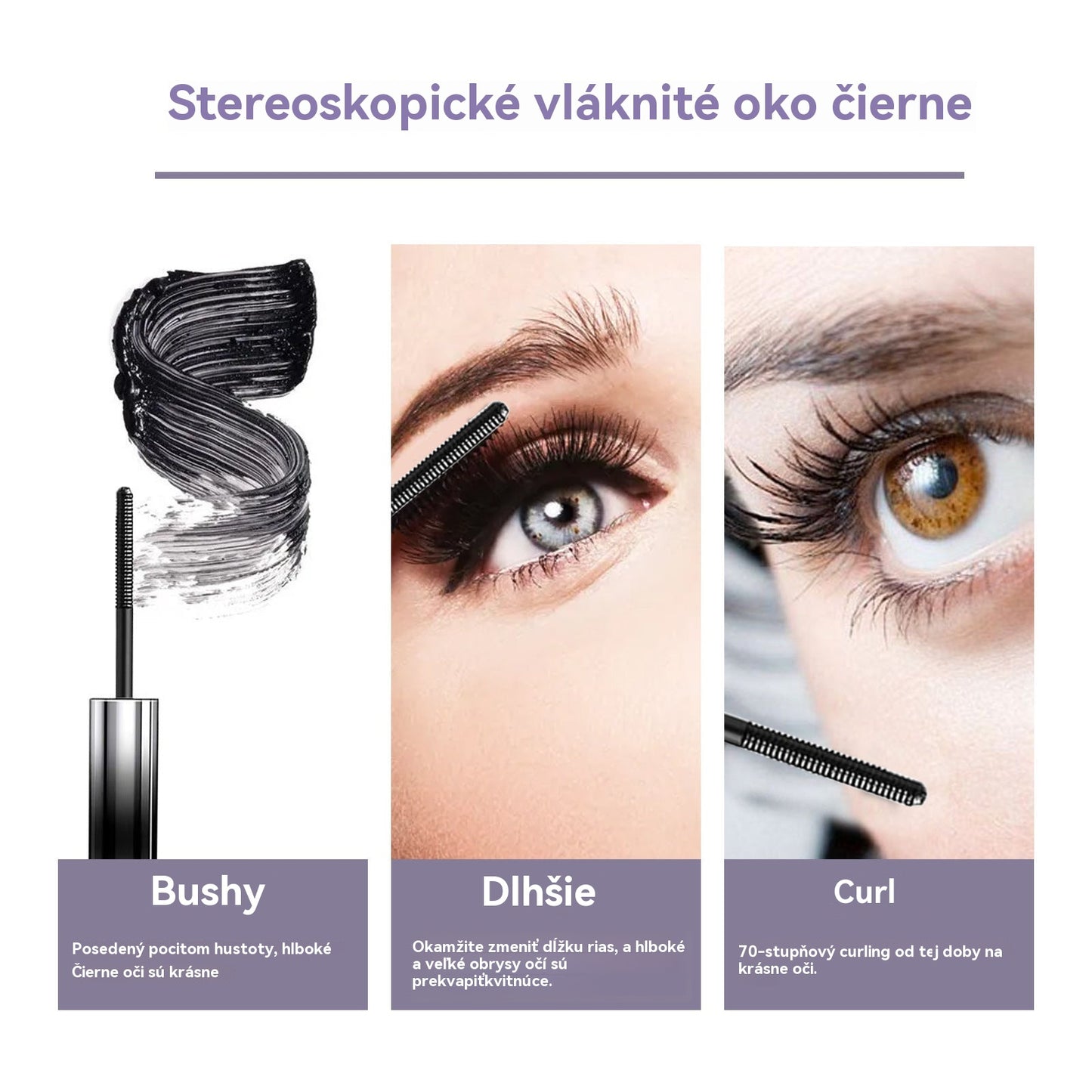 【2 kusy】Vodeodolná 3D maskara, čierna a hnedá