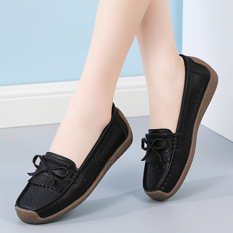 🌼2024. Stil nou🌼【35-44】Pantofi de vară din piele pentru femei, pantofi ajurati cu ciucuri, respirabili 