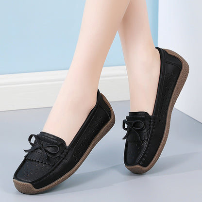 🌼2024. Stil nou🌼【35-44】Pantofi de vară din piele pentru femei, pantofi ajurati cu ciucuri, respirabili 