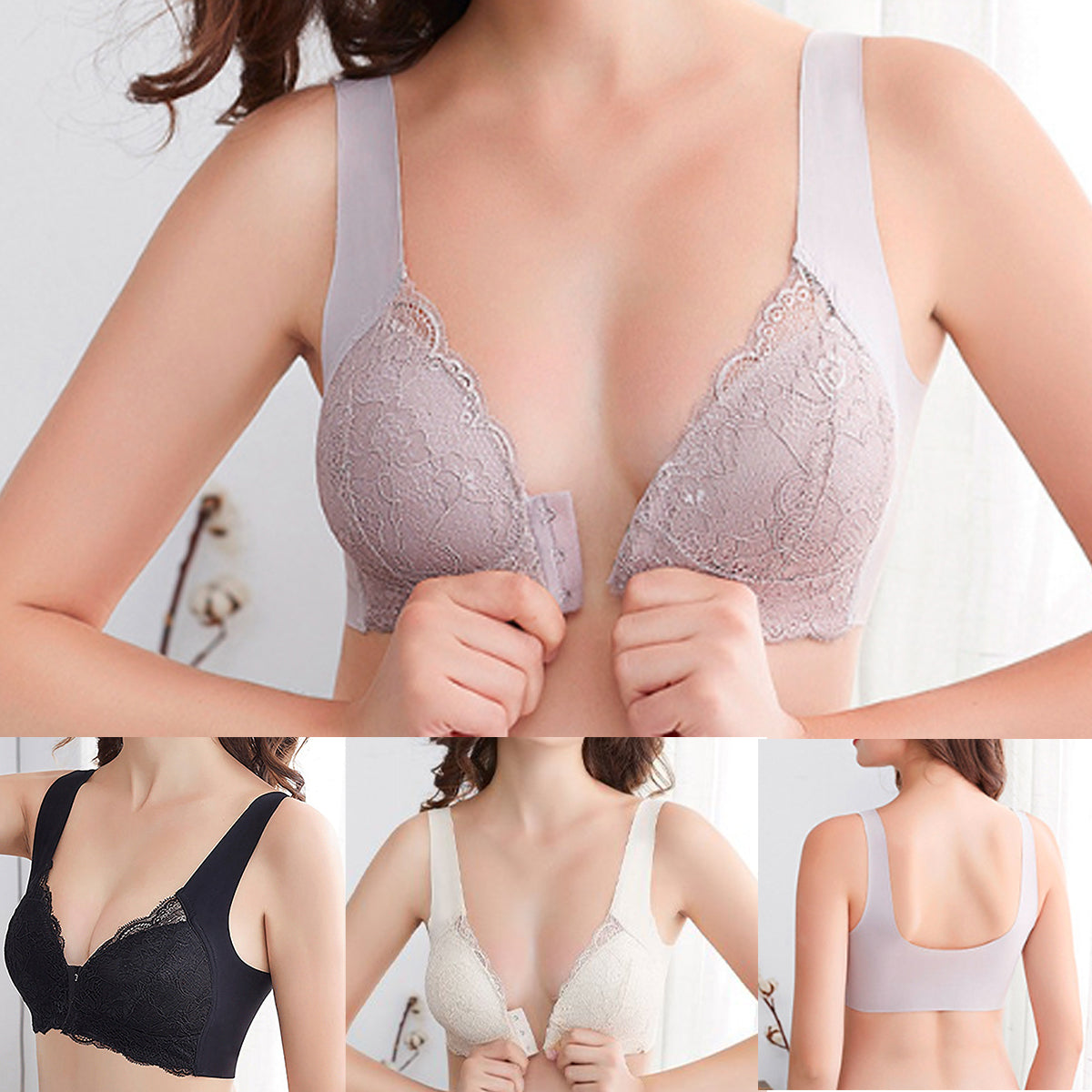 [Αγοράστε 1 και πάρτε 1 δωρεάν] ουτιέν από δαντέλα χωρίς ραφές με μπροστινό κλείσιμο