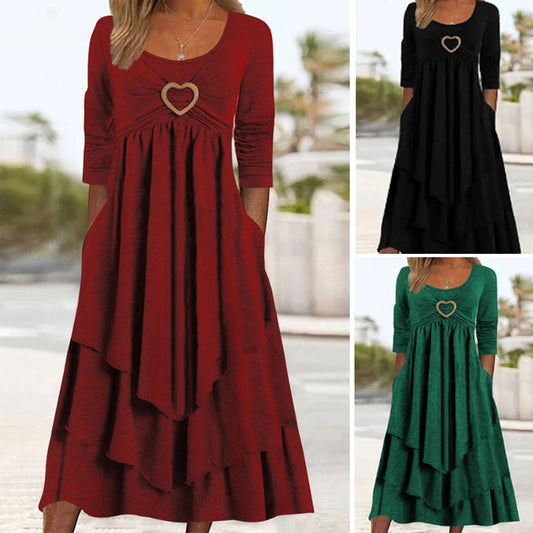 【S-3XL】Vânzare excelentă, rochie nouă 2023, culoare uni, casual, decorațiuni în talie 