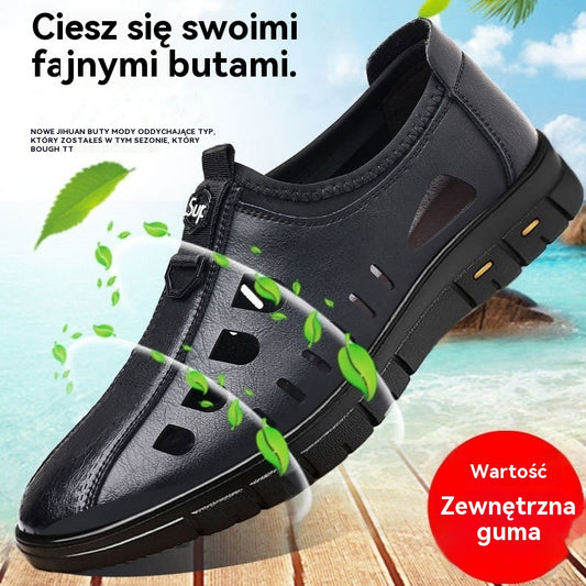 👞🌞[38-44] Ljetne muške sandale 2025. Sandale od goveđe kože Prozračne šuplje neklizajuće cipele za ležerno slobodno vrijeme