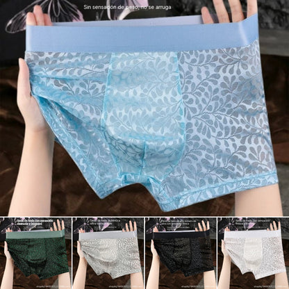 🧊🩲【L-4XL】Pánska sieťovaná spodná bielizeň z ľadového hodvábu, plus veľkosť, priedušná.
