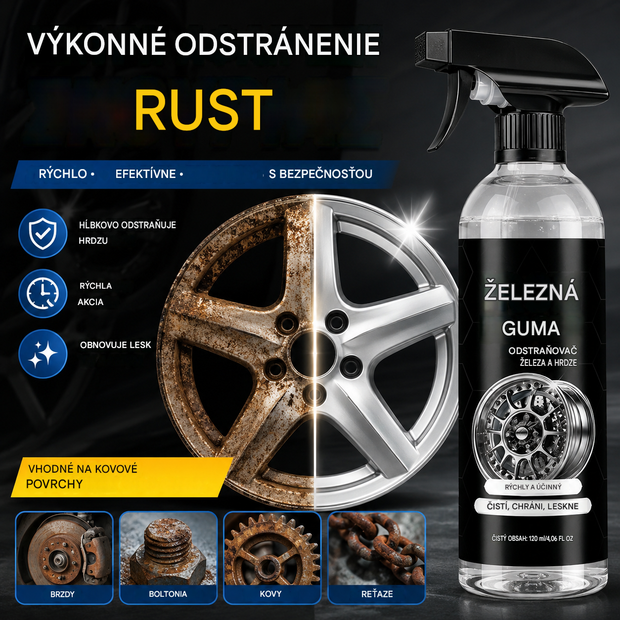 🥇【Kúp 1, získaj 1 zadarmo】Profesionálny čistič hrdze a železa na autá – preniká hlboko a odstraňuje aj starú hrdzu【2 položky】