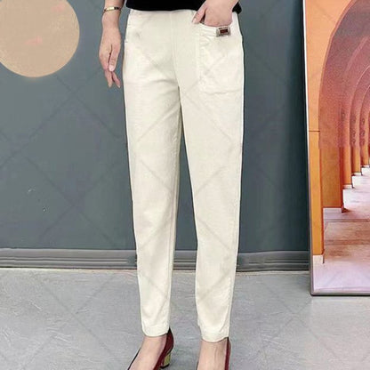 👖🔥🔥【M-6XL】Nové elastické a všestranné dámské kalhoty pro volný čas ve velkých velikostech, vyrobené z čisté bavlny 3905194 