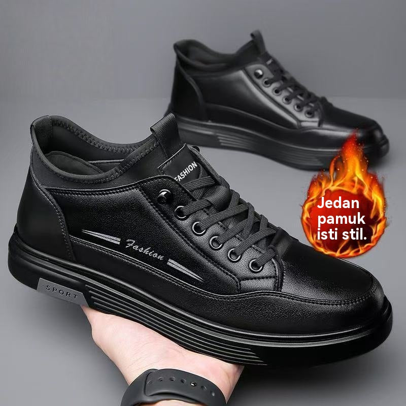 😎👍【39-44】Nové pánské nepromokavé ležérní bavlněné boty z kůže a sametu na podzim a zimu 2025.