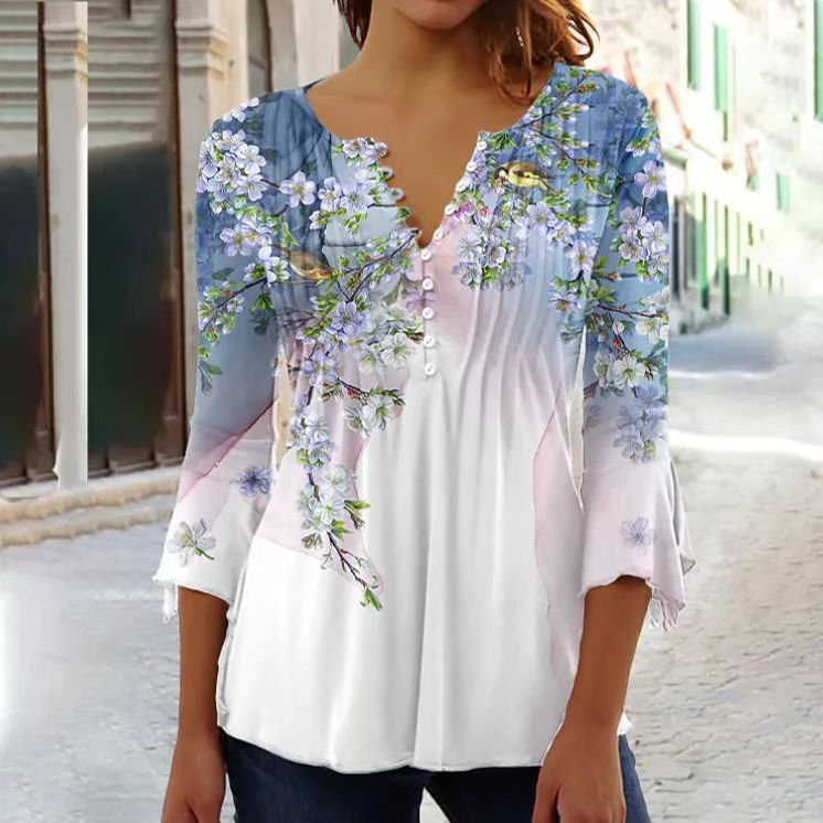 👕🥰[Časově omezená nabídka - kupte jeden kus, druhý dostanete zdarma] [S-5XL] Módní dámské tričko s výstřihem do V