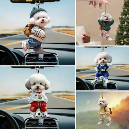 🐶[5 bucăți] Pandantiv cățeluș Teddy, pandantiv acrilic pentru interior auto, pandantiv plat pentru oglinda retrovizoare auto, decorațiune