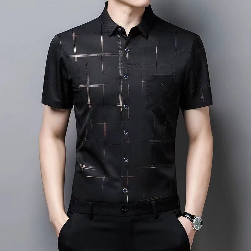 🧊🧊【Cumpără 1, primești 1 gratuit】(M-4XL) Cămașă de vară bărbătească din mătase glacială 