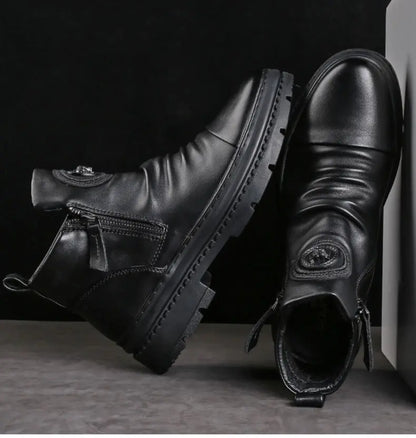 ⏳ nuevas botas de piel para hombre, piel de vacuno de alta calidad, hechas a mano.