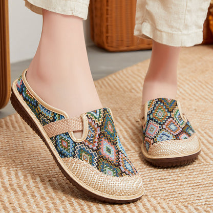 ✨😍【35-41】Dámské pantofle s měkkou vyšívanou plátěnou podrážkou 