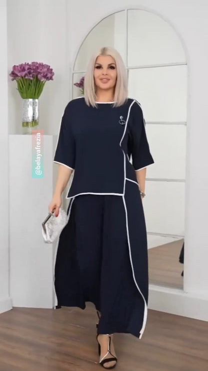 【S-5XL】【Top + hlače】Modno jednobojno odijelo