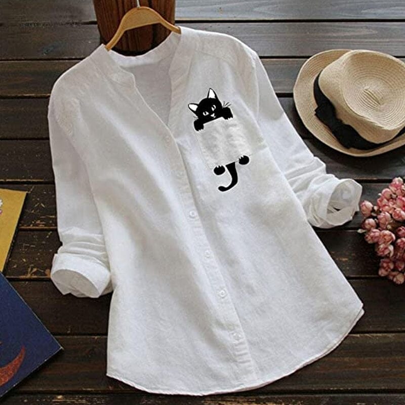 ✨🌿【Proljetni novi dolasci🔥】【S-3XL】Nova modna pamučna majica dugih rukava s mačjim printom za proljeće 2025