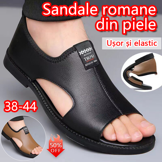 【38-44】2025 Vară Sandale Bărbați Piele de vacă Respirabil Hollow Anti-alunecare Casual