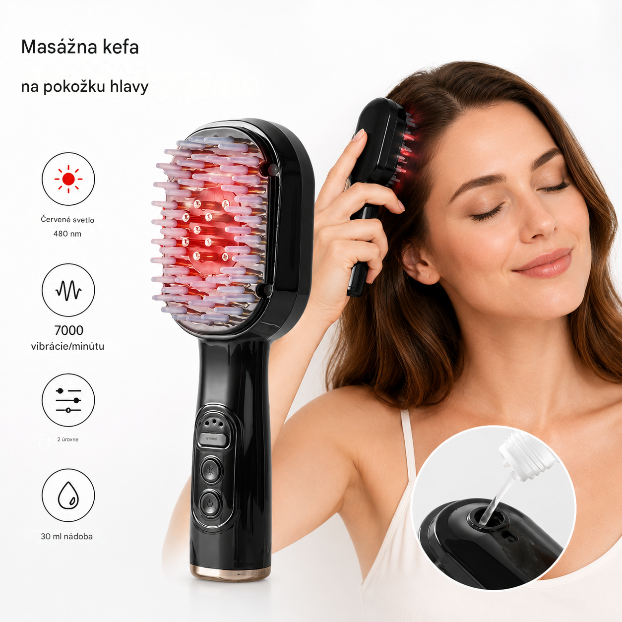 🥇【50% zľava】💆‍♀️Hrebeň na masáž pokožky hlavy, multifunkčný aplikátor esenciálnych olejov a zariadenie na rast vlasov