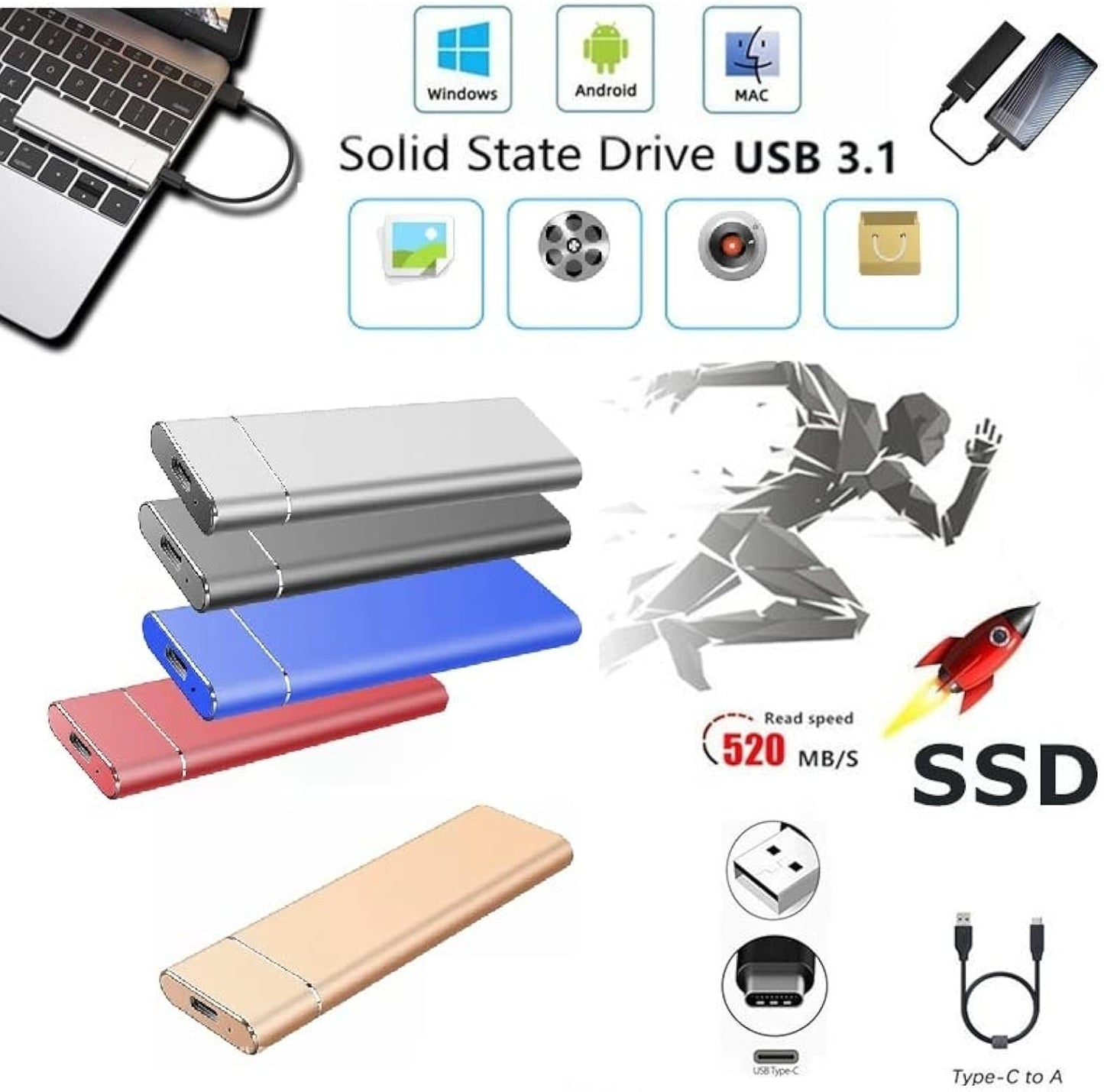 Mobil SSD szilárdtest-meghajtó 8TB