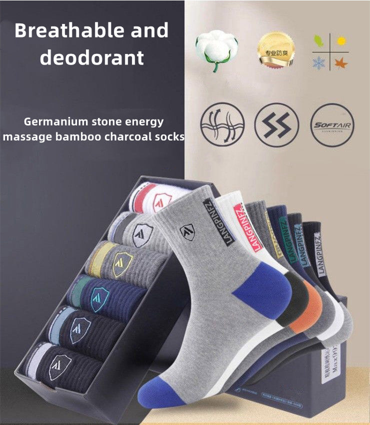 😍🧦【10 párů】2025 Nové pánské bavlněné deodorantové ponožky pohlcující pot 3888879 