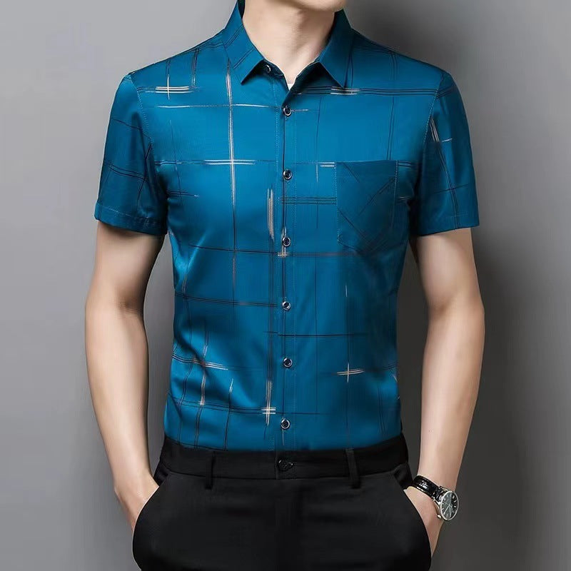 🧊🧊【Cumpără 1, primești 1 gratuit】(M-4XL) Cămașă de vară bărbătească din mătase glacială 