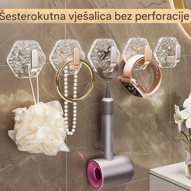 💥🏆【10 kom】Hexagonalni Kukači Bez Bušenja. 💎 Elegantan Dizajn s Iceberg Teksturom – Lako Lijepljenje, Snažna Podrška, Bez Tragova 🛁 3899532