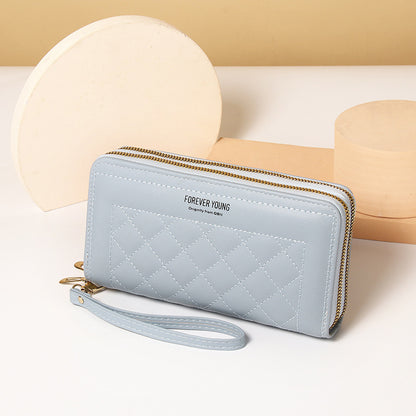 2025 Najnowszy modny damski portfel wielowarstwowy z podwójnym zamkiem błyskawicznym-3904792