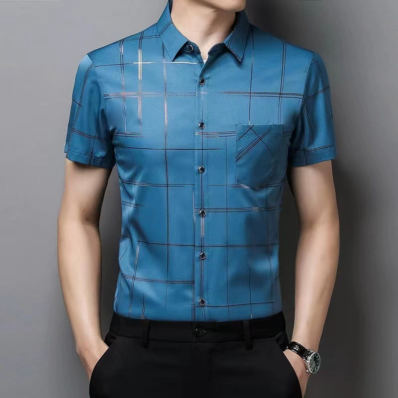 🧊🧊【Cumpără 1, primești 1 gratuit】(M-4XL) Cămașă de vară bărbătească din mătase glacială 