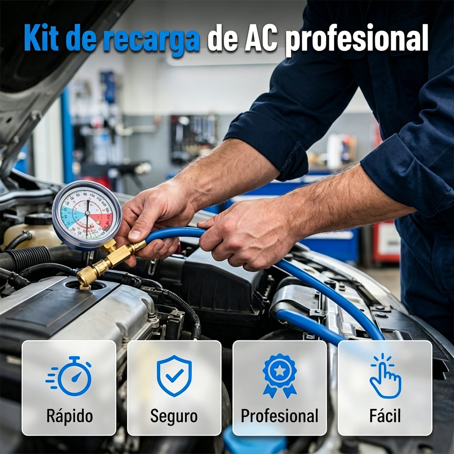 🔧❄️ Plnenie chladiva R134a do klimatizácie Hope s manometrom – Nepriepustné, ľahko čitateľné, vhodné pre klimatizáciu v aute, nákladnom aute alebo domácnosti – Bezpečné plnenie svojpomocne 🚗