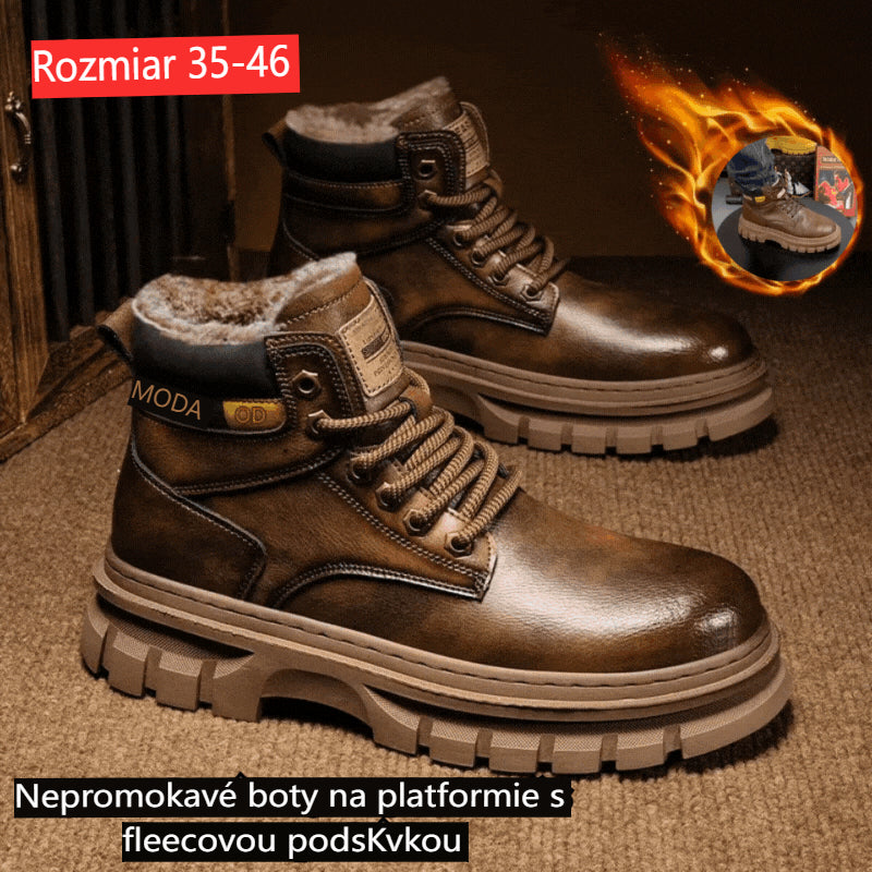 【39-46】🥾🥾🥾2026 Nowe buty robocze w stylu brytyjskim z podszewką z polaru i grubą podeszwą