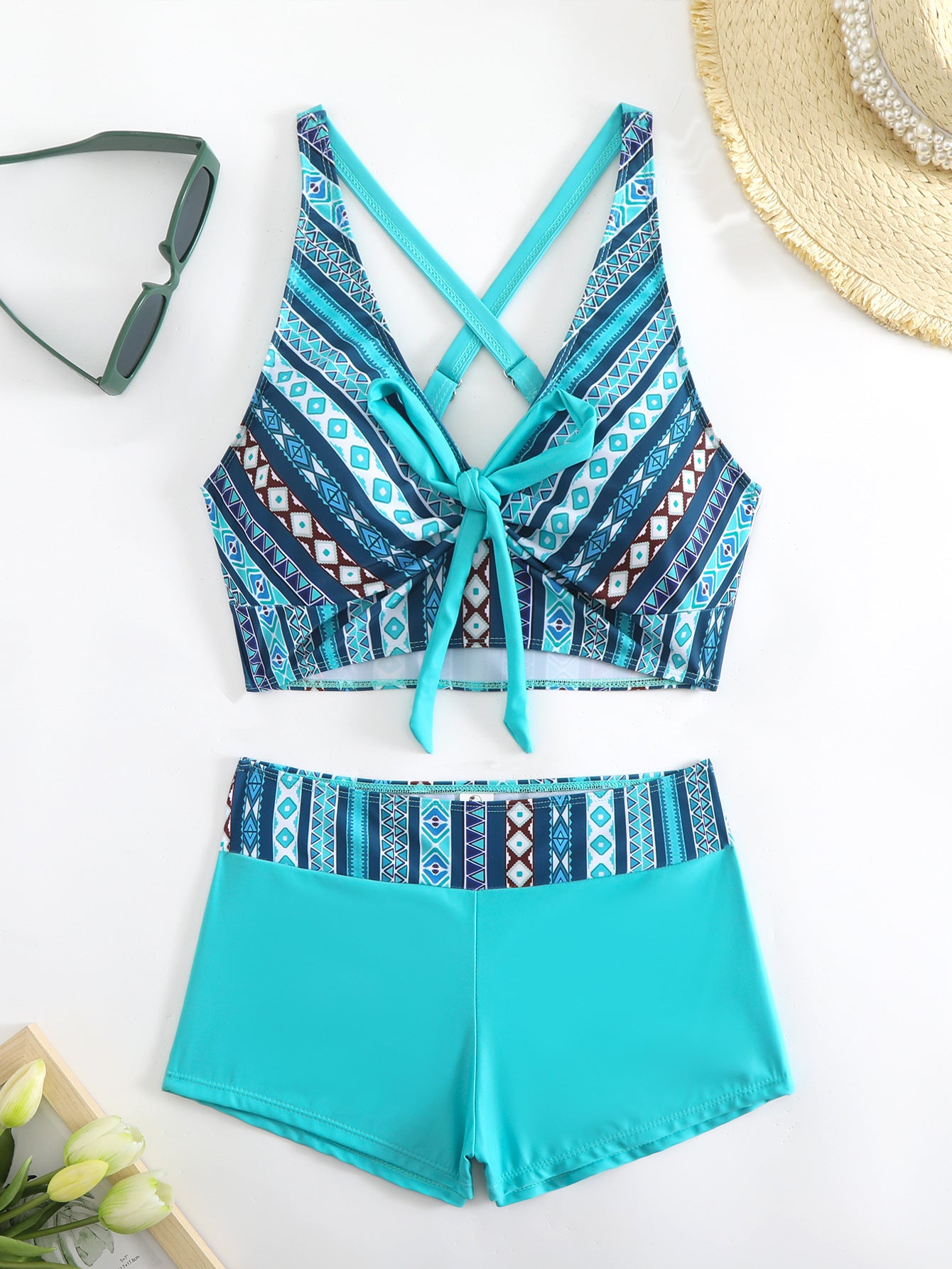 🏊‍👙【Kupite 1, dobijte 1】🌴 Ljetni novi elegantni kupaći kostim velike veličine s printom, brzosušeći dvodijelni kupaći kostim