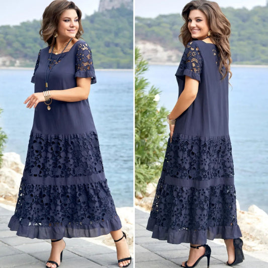 🔥💖💖【S-5XL】Modna šuplja haljina od čipke 3915956