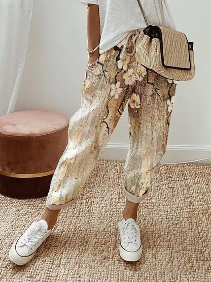 Damskie spodnie na co dzień z bawełny i lnu, opcjonalnie wielokolorowe