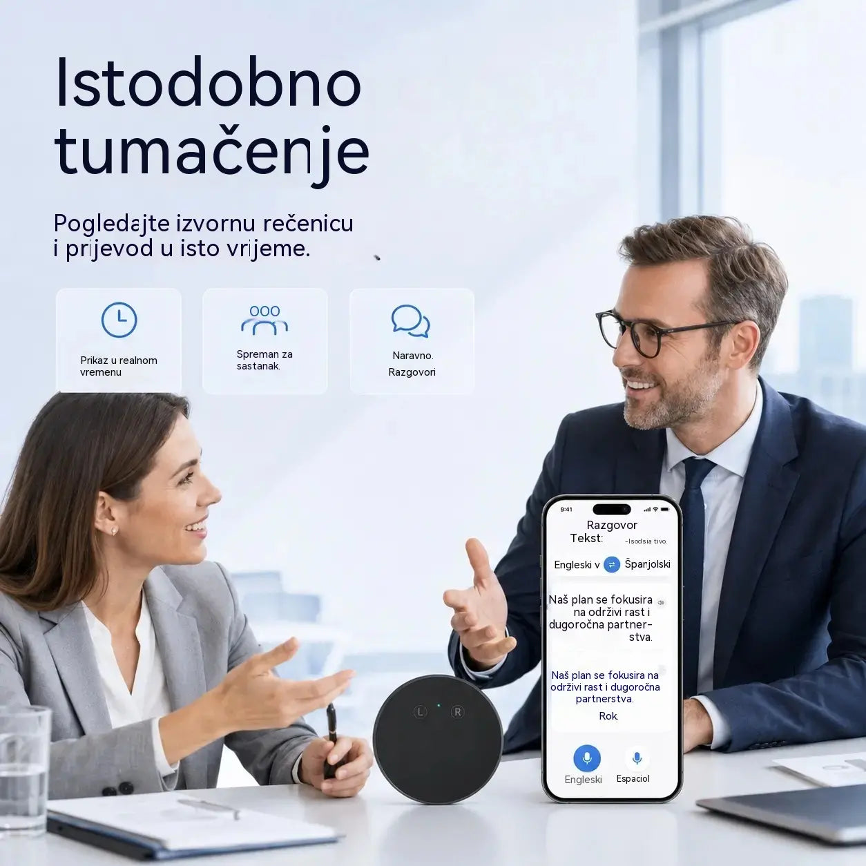 Uređaj za prevođenje jezika s umjetnom inteligencijom – Dvosmjerni glasovni prevoditelj u stvarnom vremenu s podrškom za više jezika