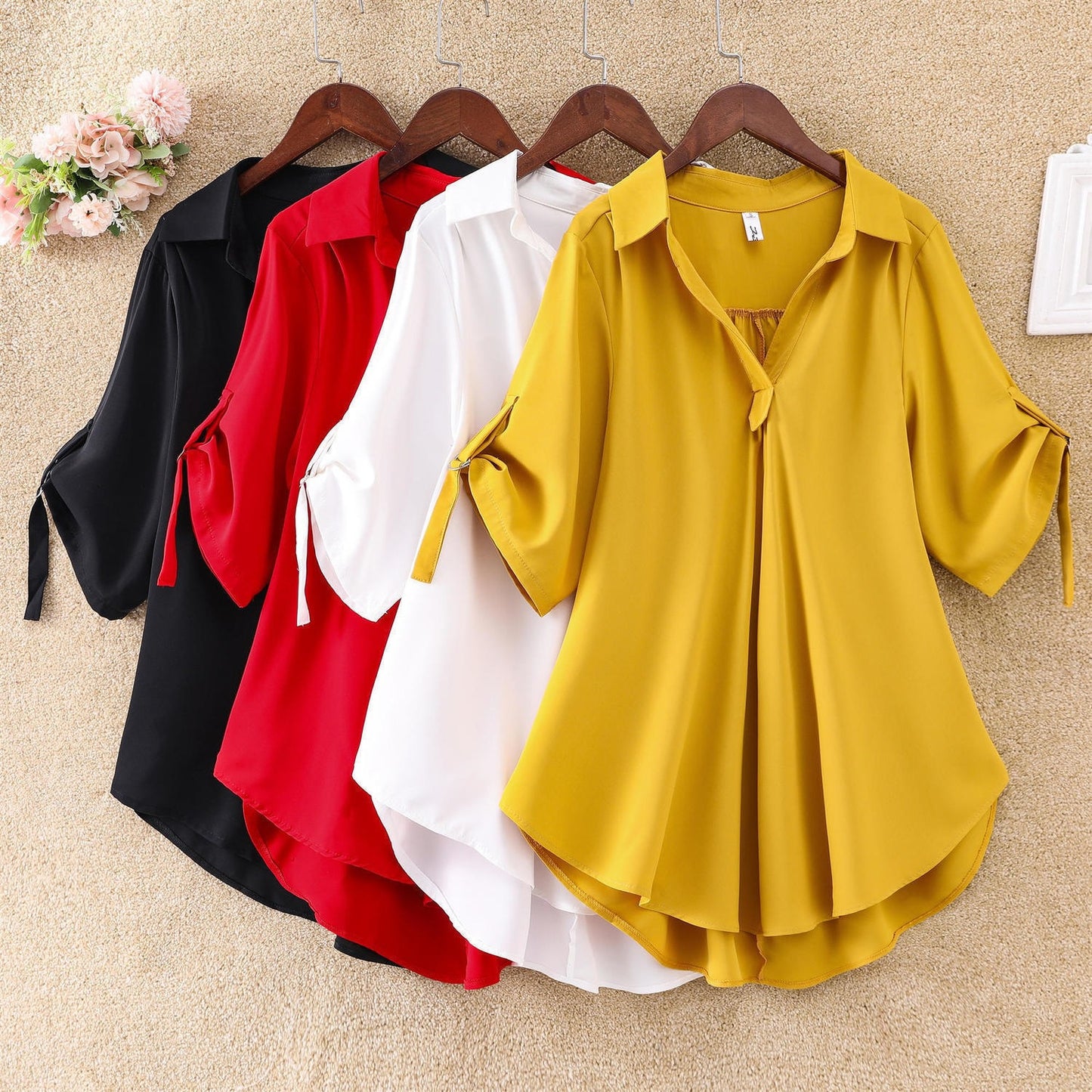 ✨💗【Stoc limitat🔥】【S-3XL】 2025, la modă nouă, elegantă, cămașă lejeră, casual, din șifon, de culoare uni, confortabil și respirabil