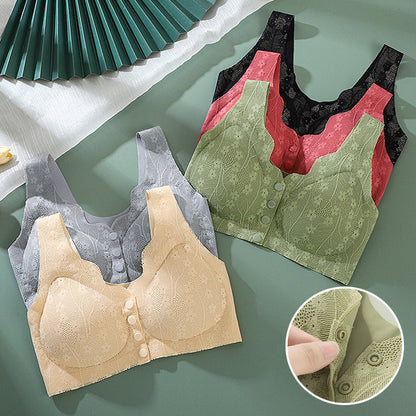 😍【Pachet de 5 piese】Sutien fără fereastră pentru femei cu nasture frontal 