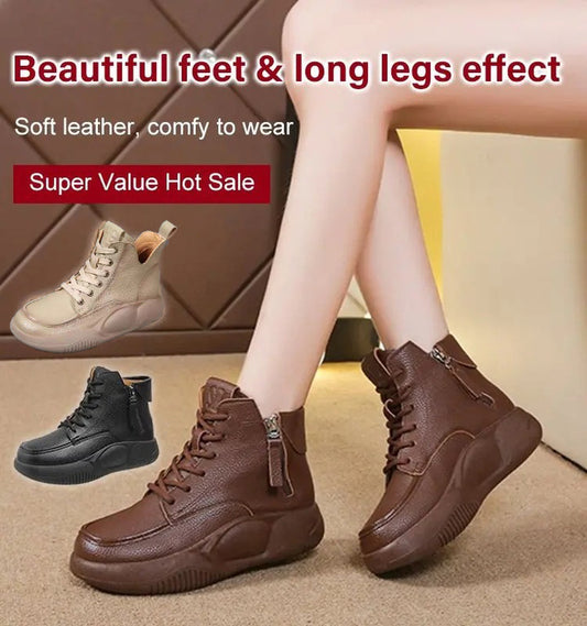 【30%OFF】 Nowe małe skórzane buty sportowe i rekreacyjne, martin buty z grubą podeszwą, stopy wygodne i nie zmęczone-3905313