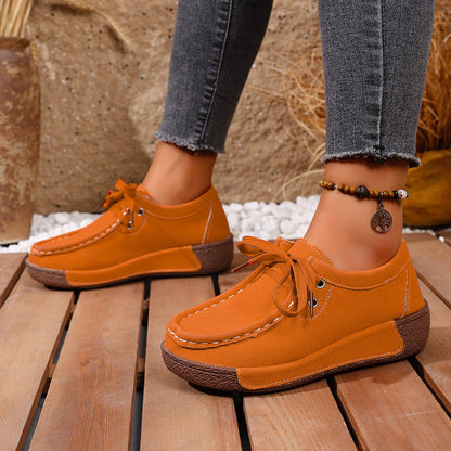 🔥🌟【50% popust】Ženski čevlji z debelim podplatom in okroglimi prsti – Udobni in moderni čevlji s podporo za stopala, ki blažijo udarce in pripomorejo k pravilnemu držanju telesa.