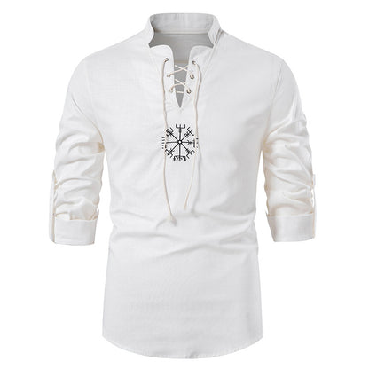 2025 Męska luźna, oddychająca koszula bawełniana i lniana 3914178