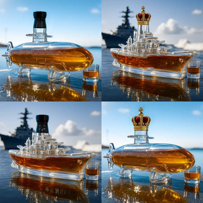 🚢 Sada whisky lahviček se zábavnými motivy | Lahvičky whisky Submarine | Originální dárky a stylová dekorace do baru