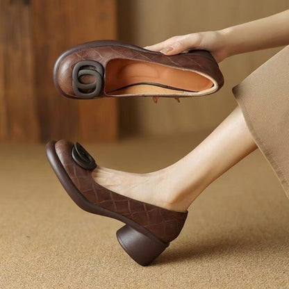 👠【35-40】2025 nové 4CM všestranné módní boty z měkké kůže s retro tlustým podpatkem a kulatou špičkou 3910601 