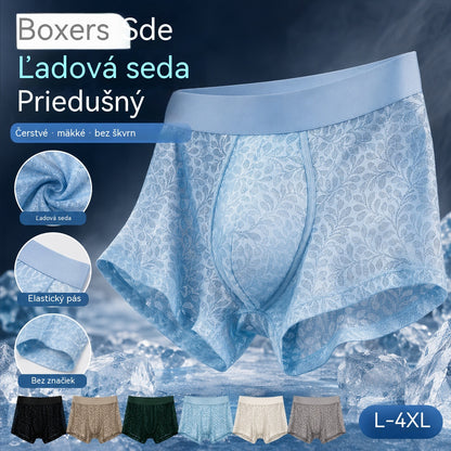 🧊🩲【L-4XL】Pánska sieťovaná spodná bielizeň z ľadového hodvábu, plus veľkosť, priedušná.