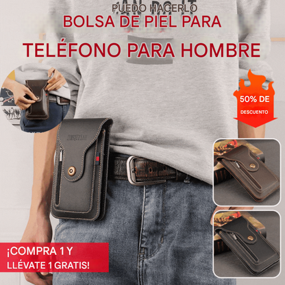 🔥📱👜【Compra 1, llévate 1 gratis】Funda de piel para teléfono móvil para hombre