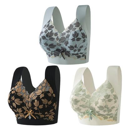 🎁💖【3 stavke】【M-4XL】Čipkasti grudnjak velike veličine bez čeličnog prstena, luksuzna prekrasna leđa, seksi, prozračan i bešavni grudnjak 【40~100kg】