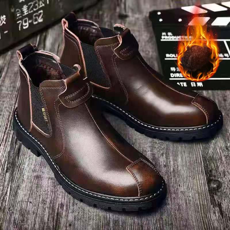 👞🌞【Зимна разпродажба】【39-44】Елегантни мъжки кожени обувки с топла подплата - Удобство, стил и защита от студ за всякакви поводи!