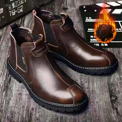 👞🌞【Зимна разпродажба】【39-44】Елегантни мъжки кожени обувки с топла подплата - Удобство, стил и защита от студ за всякакви поводи!