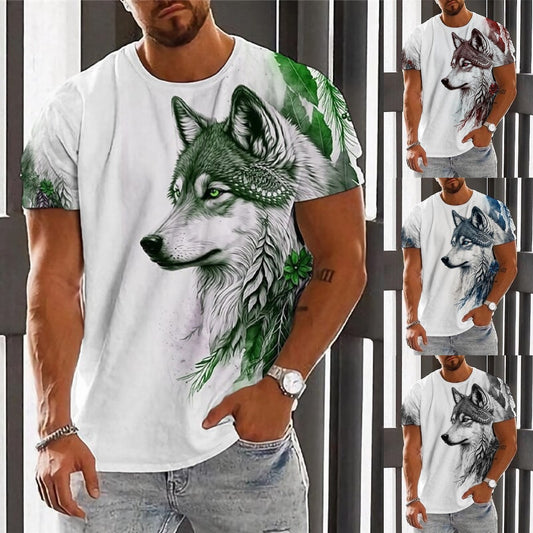 👕【Ponuda ograničena】【2XS-6XL】🏆Ljetni novi proizvod-muška majica s printom vukova-pamuk prijatan koži, mekan i prozračan