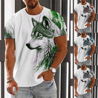 👕【Ponuda ograničena】【2XS-6XL】🏆Ljetni novi proizvod-muška majica s printom vukova-pamuk prijatan koži, mekan i prozračan