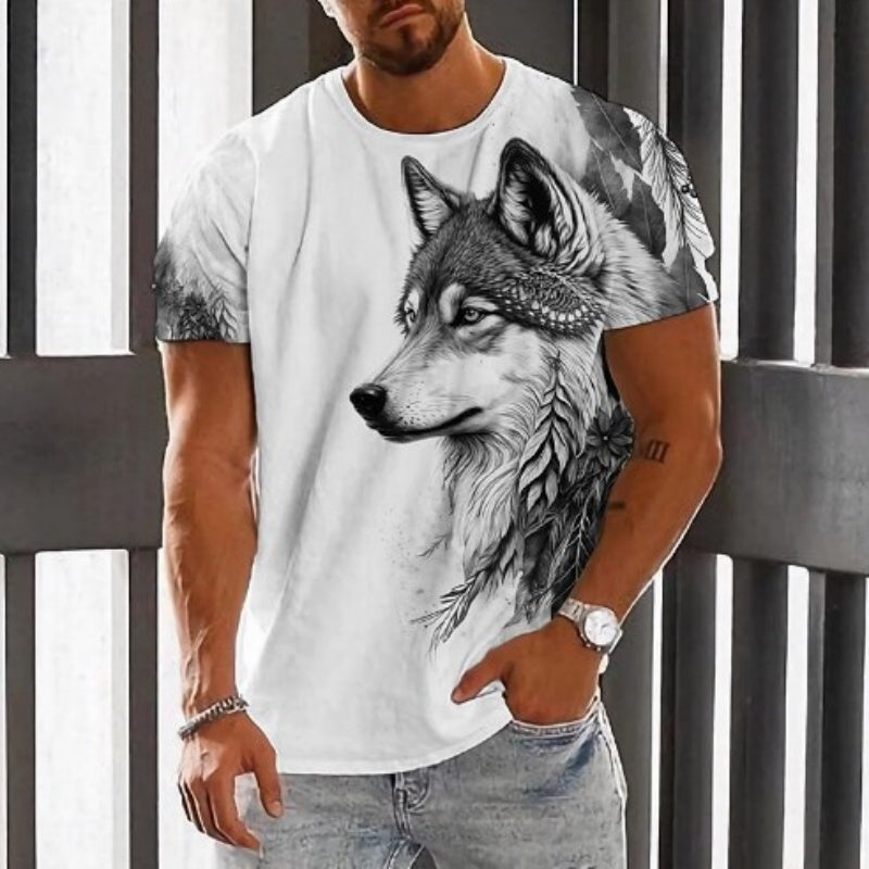 👕【Ponuda ograničena】【2XS-6XL】🏆Ljetni novi proizvod-muška majica s printom vukova-pamuk prijatan koži, mekan i prozračan