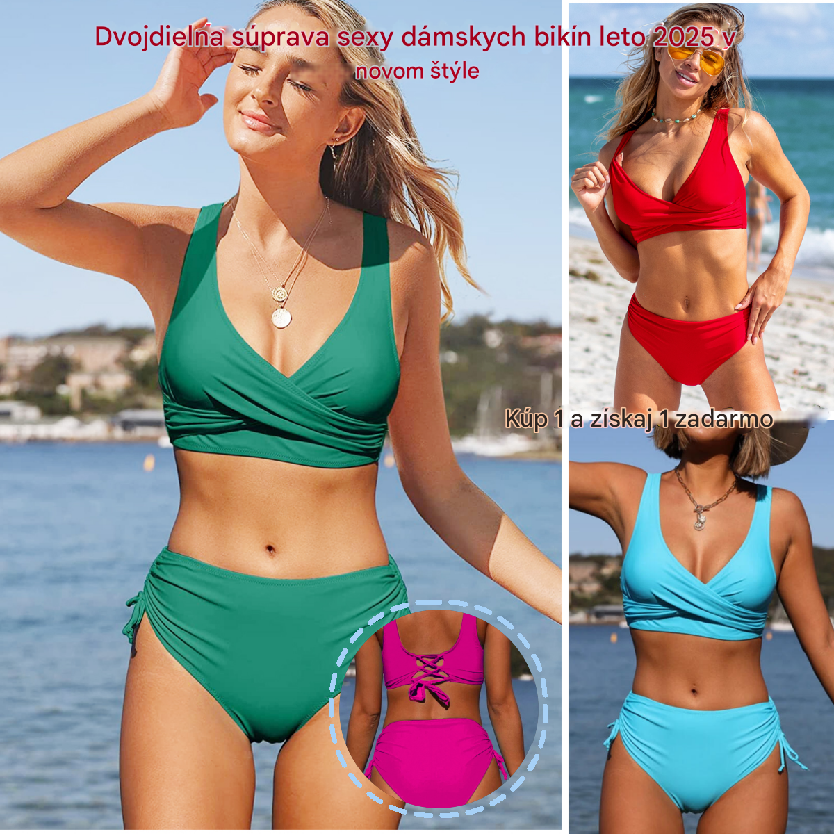 🏖️👙【Popust na novi proizvod】🌴【S-3XL】Novi ženski jednostavni jednobojni, brzosušeći, udobni, prozračni bikini kupaći kostim za ljeto 2025.